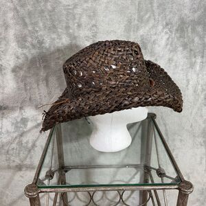 Peter Grimm Women's OSFM Cowboy Hat Wide Brim Boho Western braided beaded band